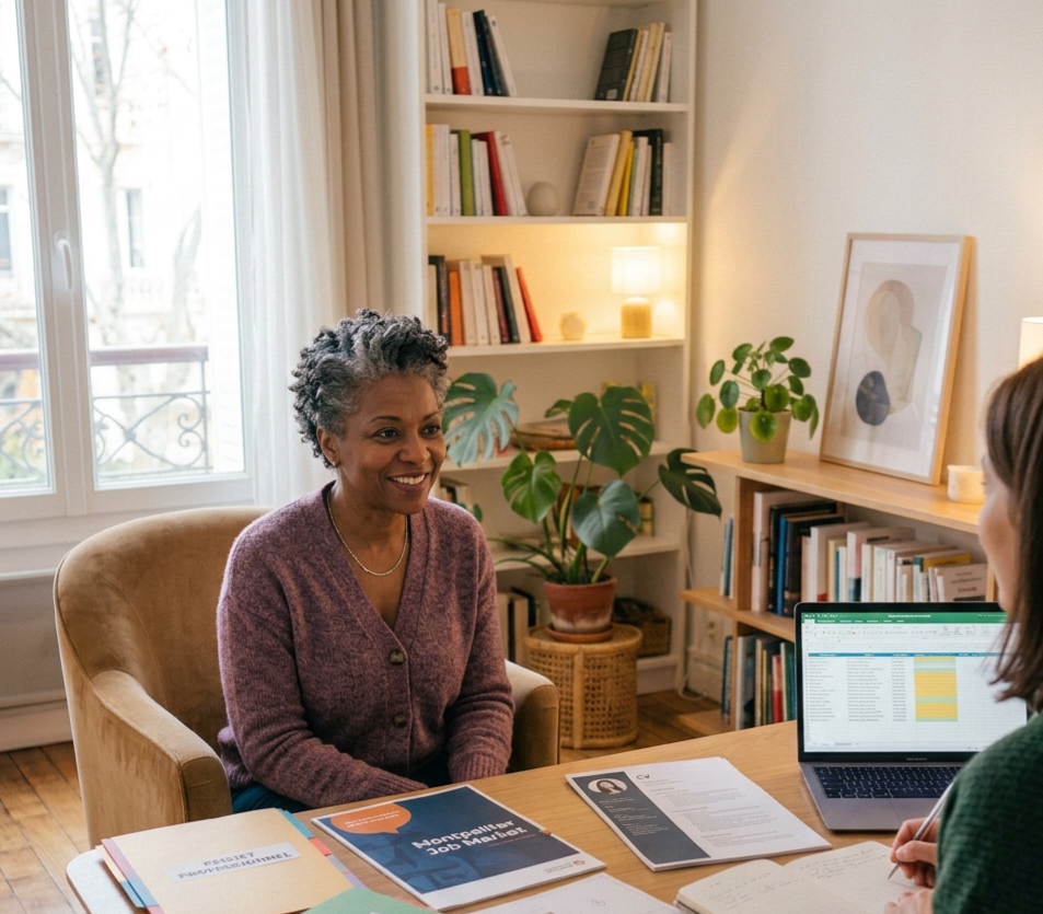 Consultation avec un psychologue du travail pour sécuriser le choix d'orientation professionnelle. Océane Faigre, psychologue sur Montpellier et Juvignac